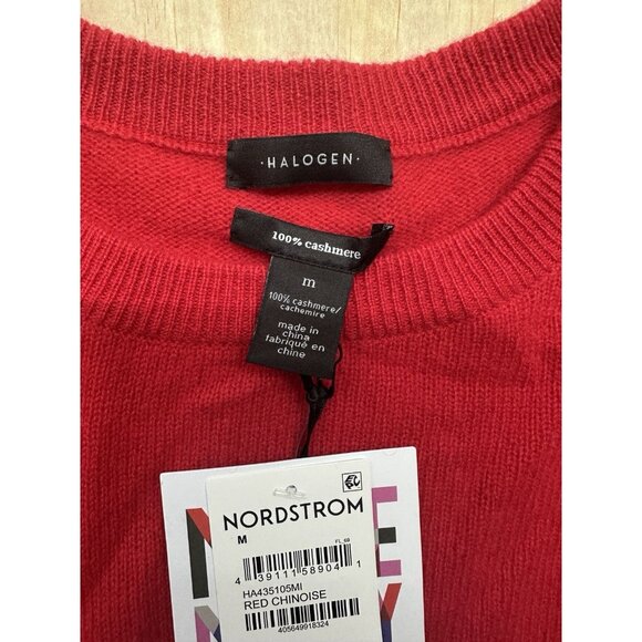 Halogen Cashmere Sweater Red Chinose M NWTs HERproject Crew Neck Long Sleeve - Picture 2 of 5